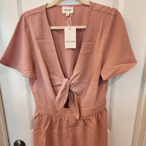 Heyson Pants - NWT Heyson Pink Tie-Front Romper Medium